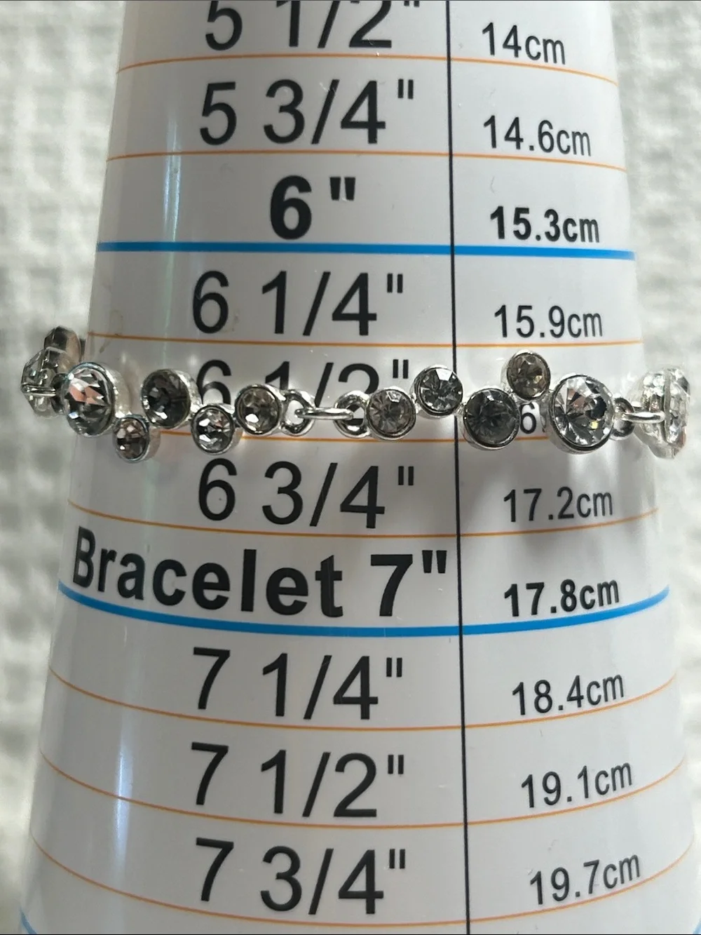Crystal Round Link Silver Tone Bracelet
